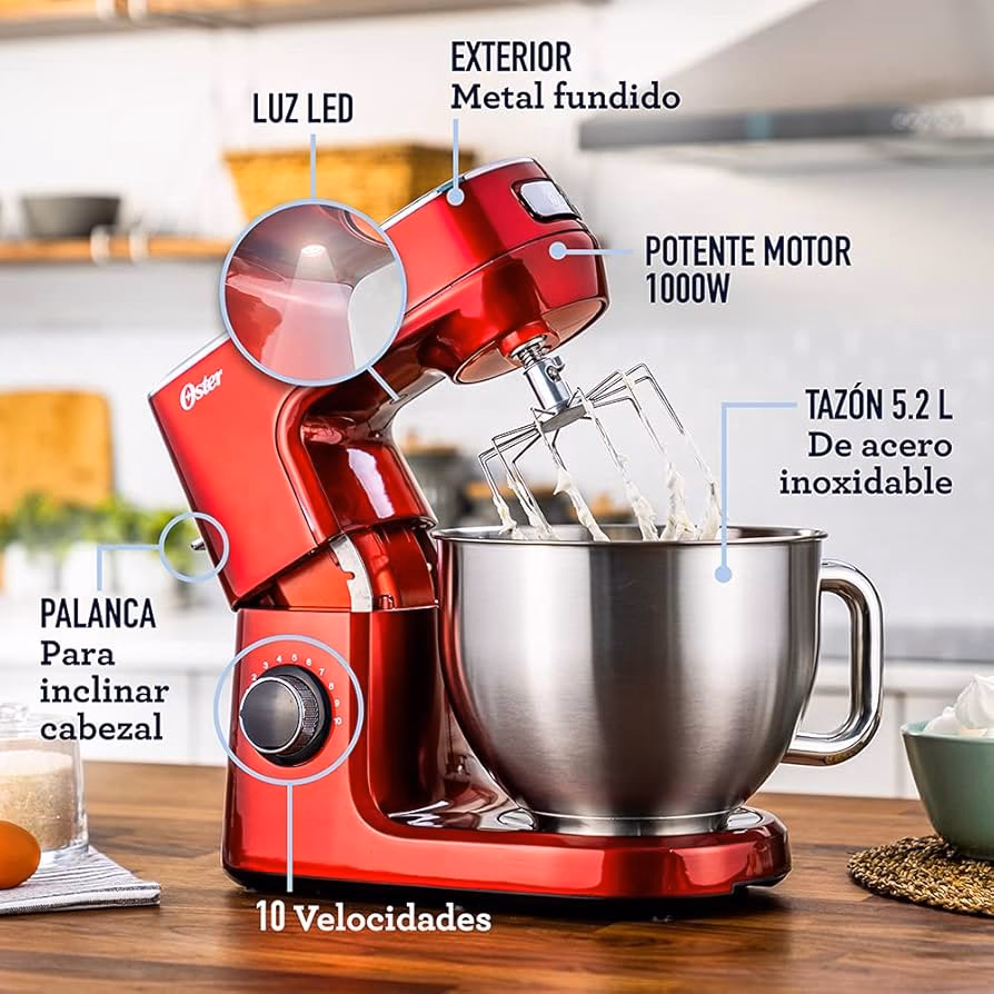 ¿Cuáles son las dimensiones de la batidora amasadora de Oster?