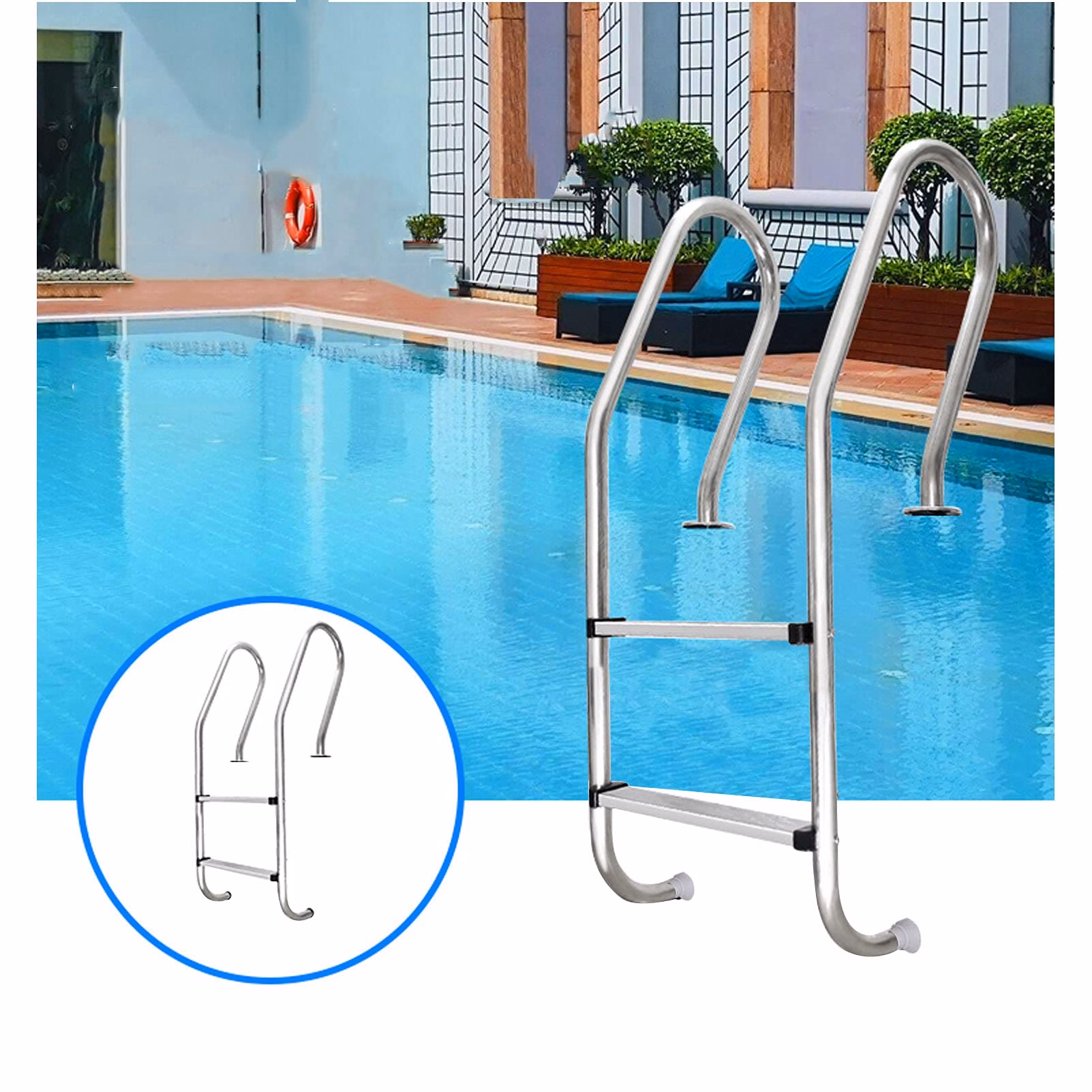 ¿Cuánto mide una escalera para piletas inflables?